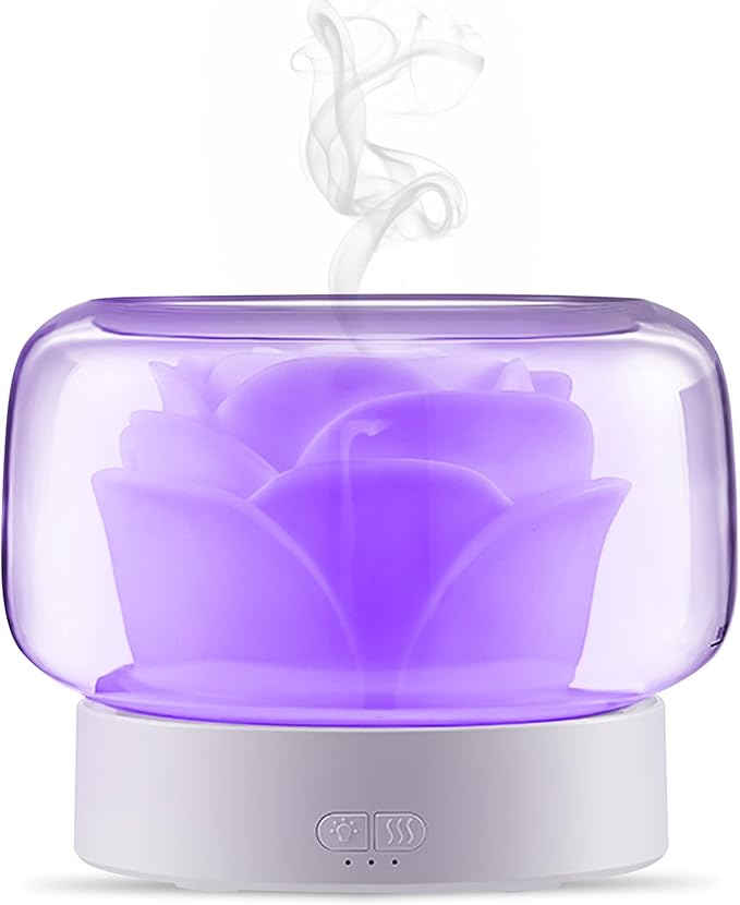 Essential Oil Diffuser Humidifier 2-in-1 Cool Mist Aromatherapy Diffuser with 7 Colors Night Lights Waterless Auto-Off Humidifier for Home Bedroom Office Yoga (White)