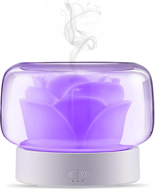 Essential Oil Diffuser Humidifier 2-in-1 Cool Mist Aromatherapy Diffuser with 7 Colors Night Lights Waterless Auto-Off Humidifier for Home Bedroom Office Yoga (White)