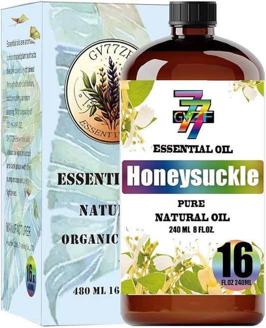 Honeysuckle Essential Oil - GV77ZF Honeysuckle Oils for Diffusers, Humidifiers, DIY Candles, Soap, Cleaning, Home, Office, Yoga, Massage, Gifts - 16 fl oz (480 ml)