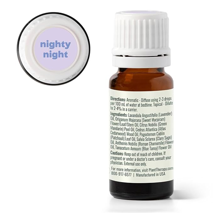 Plant Therapy Kids Nighty Night Essential Oil Blend for Sleep, 10 mL (1/3 oz), 100% Pure, Undiluted, Natural Aromatherapy, Encourages a Good Night's Rest