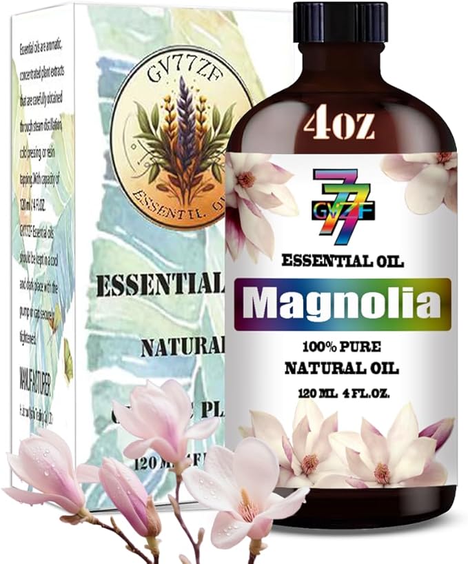 Magnolia Essential Oil - GV77ZF Magnolia Oils for Diffusers, Humidifiers, DIY Candles, Soap, Cleaning, Home, Office, Yoga, Massage, Gifts - 4 fl oz (120 ml)