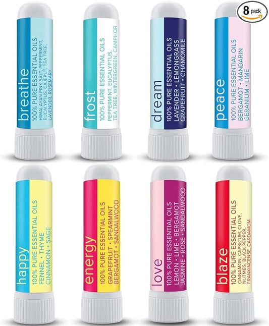 MOXĒ Nasal Inhaler Bundle, 8 Essential Oil Blends, Aromatherapy Sticks, Warming & Cooling Fragrances, Undiluted Oil, Natural Ingredients, Made in USA…