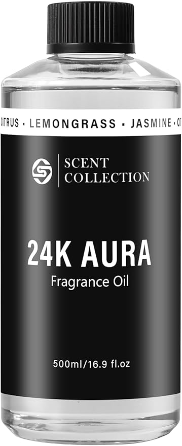 Luxury Hotel Scent 24K Aura 500ml/16.9Fl oz Diffuser Oil Waterless Essential Aromatherapy for Cold Air & Car Diffusers – Long Lasting Refill for Large Room & Home - Signature Lemongrass