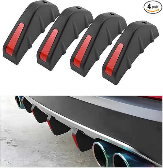 4pcs Car Rear Lower Bumper Wing Lip Diffuser, Anti-Crash Accessories Spoiler Shark Fin Protector, Rear Bumper Splitter Lip Wing with Screw, Universal Auto Decoration for Car SUV Truck