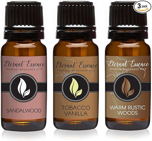 Trio (3) - Tobacco Vanilla, Warm Rustic Woods & Sandalwood - Premium Fragrance Oil Trio - 10ML