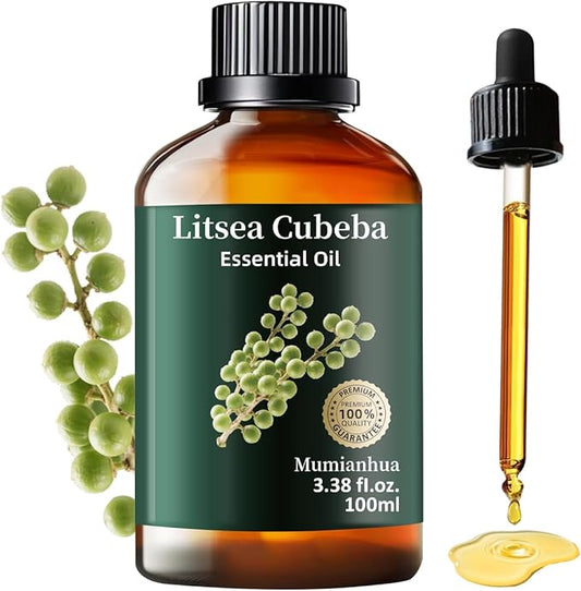 Litsea Cubeba (May Chang) Essential Oil, Pure May Chang Oil Mumianhua Refreshing Lemon-Citrus Scent for Diffuser, Oily Skin & Natural Cleaning, Uplifts Mood & Purifies Air, 3.38 Fl Oz