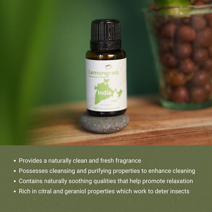 Lemongrass Essential Oil - Natural Aceite de Hierba Limón from Norex Flavours India - Lemongrass Essential Oils for Hair, Aromatherapy and Massage (8oz)