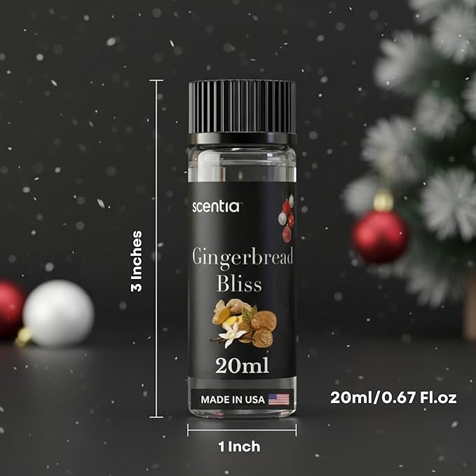 Scentia Cozy Pine Gingerbread Fragrance Oil Collection – Long Lasting Aromatherapy Diffuser Oil for Candles, Home & DIY Bakery Scents 3x20ml Discovery Set – (Perfect for Winter & Holiday)