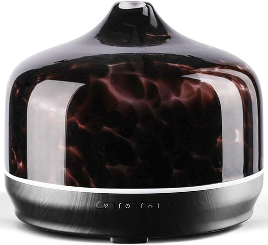 Porseme 500ml Glass Essential Oil Diffuser Aromatherapy Ultrasonic Cool Mist Humidifier 15-21 Running Hours Waterless Auto-Off Air Diffusers for Sleeping Yoga Working Spa(Lava)
