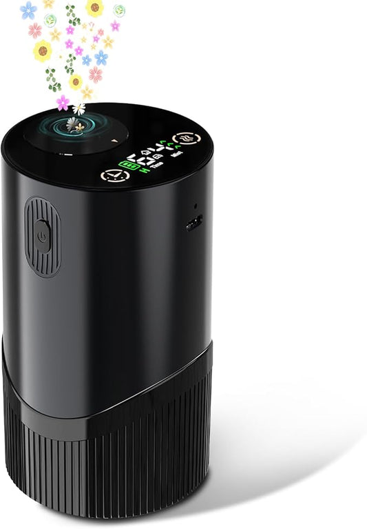Waterless Diffuser for Essential Oil-Aroma Scent Diffusers for Home Car Mini Aromatherapy Nebulizer Battery Operated Small Air Diffuser Machine 4 Mist Level 1/2/3/4/6H Timers Auto-off for Hotel 5-20ML
