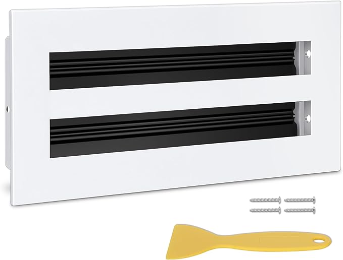 10x4 Modern AC Vent Cover (Duct Opening Cutout), Decorative White Air Vent, All Aluminium Standard Linear Slot Diffuser, Low Noise - Register Grille for Ceiling, Walls & Floors
