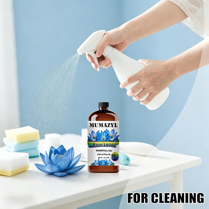 Blue Lotus Essential Oil, Blue Lotus Oil 16 Fl Oz 480ML for Diffuser Humidifier Yoga Cleaning DIY Candle Soap Making MUMAZYL Essential Oils