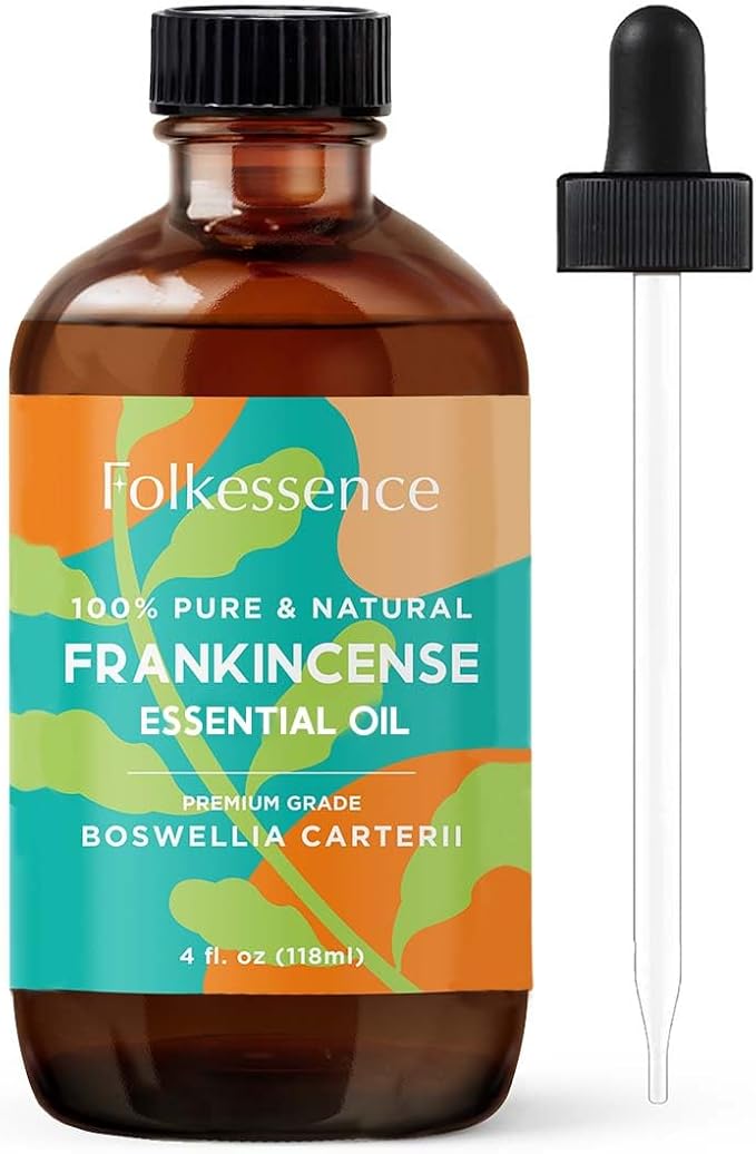 Folkulture Frankincense Essential Oil Organic | 4 Fl Oz - 100% Pure, Natural Frankincense Oil | Essential Oil for Skin | Premium Grade with Glass Dropper for Aromatherapy