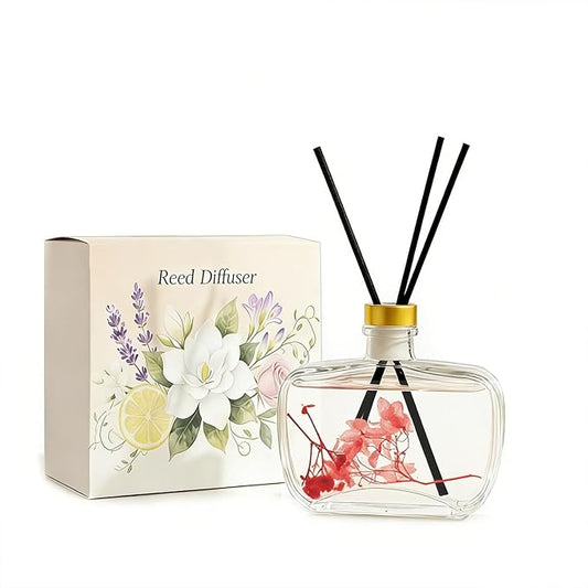 Reed Diffuser, Lavender Scented No Flame Air Freshener for Home, 100ml Long-Lasting Essential Oil Diffuser with Natural Reed Sticks Lavender, Safe for Bedroom, Office, Bathroom