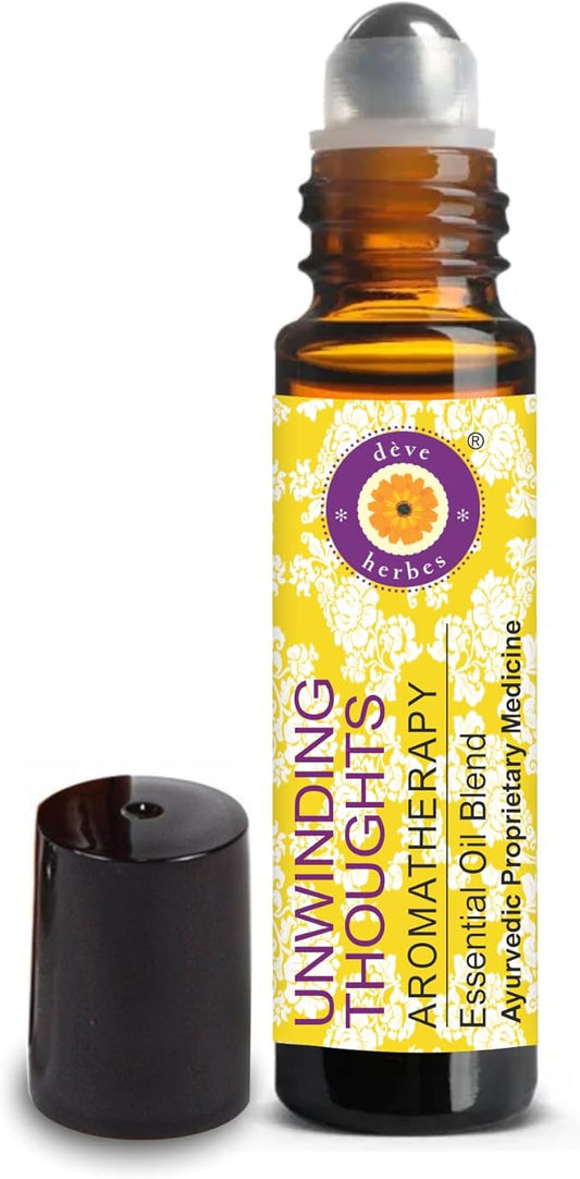 déve herbes UNWINDING Thoughts - Aromatherapy Essential Oil Blend of Bergamot, Melissa, Neroli, Rose, Sandalwood, Vetiver & Cedarwood Essential Oils 10ml (Roll-On)