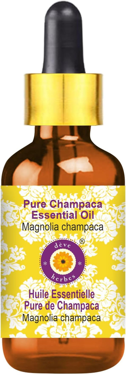 dève herbes Champaca Essential Oil (Magnolia champaca) with Glass Dropper | Pure | Non-Sticky | Non-Greasy | Lightweight | Men & Women | All Skin Types | Steam Distilled 5ml (0.16 oz)