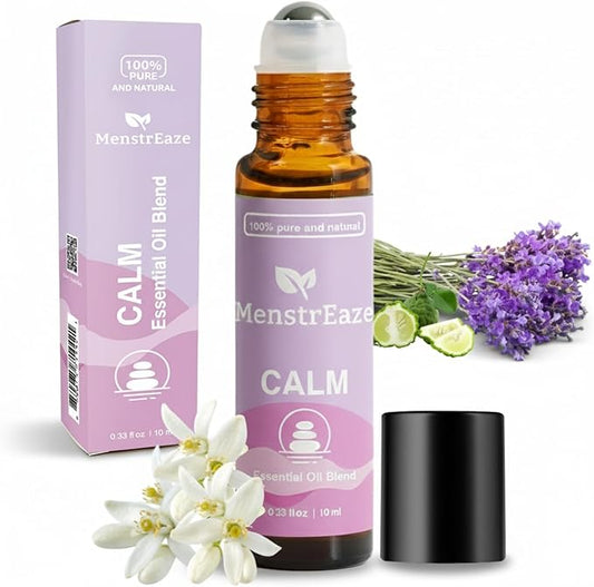 Natural Calm Essential Oil Roll On with Lavender, Neroli, Bergamot, & Rosehip Oil, Stocking Stuffer for Girls and Women, Stress Relief, Long Lasting Emotional Balance, Self Care Gifts for Women, 10ml