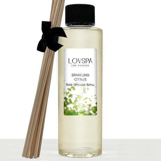 LOVSPA Sparkling Citrus Diffuser Oil - Luxury Essential Oils for Diffuser Refill & Air Freshener Room Spray - Long-Lasting & Natural Home Fragrance, Scented Oil for Diffusers, USA Made, 4oz