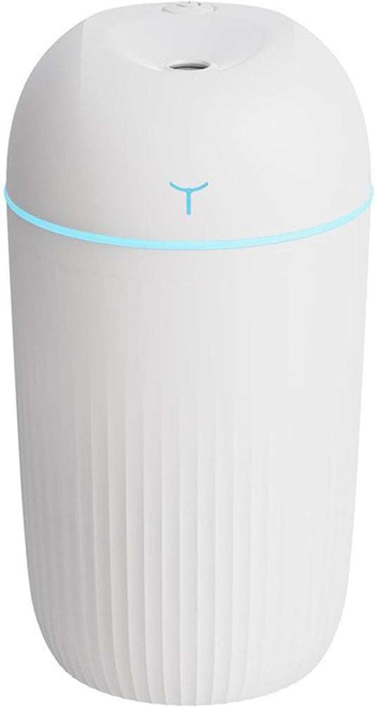Mini USB Humidifier - Large Capacity, Ultra-Quiet 20dB, 2 Modes (Continuous/Intermittent) with Anti-Dry Burn & Night Light, Nano Mist for Room/Car/Office Desk (<10㎡) (White, 420ml)