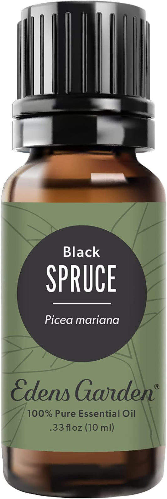 Edens Garden Spruce- Black Essential Oil- 100% Pure Premium Grade, Undiluted, Natural, Therapeutic, Aromatherapy, The Best for Diffuser, Skin, Candle, Humidifiers 10 ml (.33 fl oz)