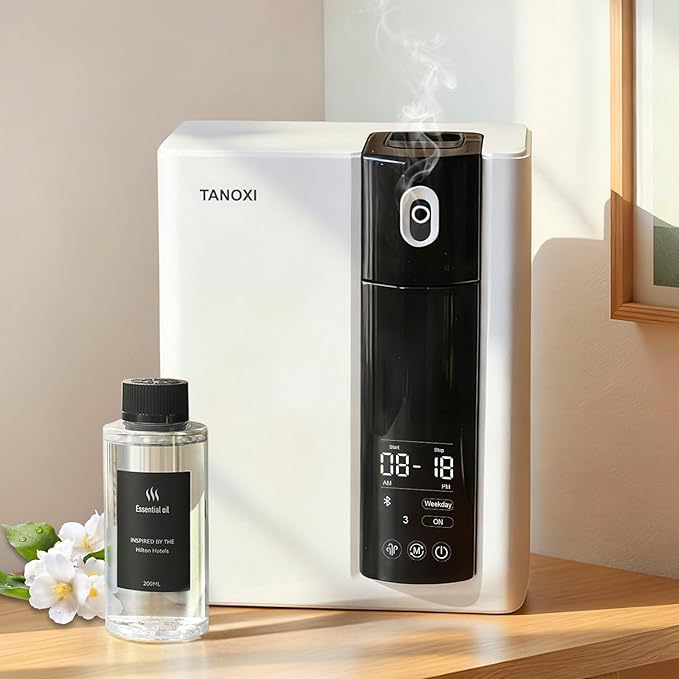 Waterless Diffuser Kit Included 200ml Oil, Scent Air Machine for Home Cover Up to 2000 sq.ft, Smart Hotel Collection Diffuser for Large Rooms, White