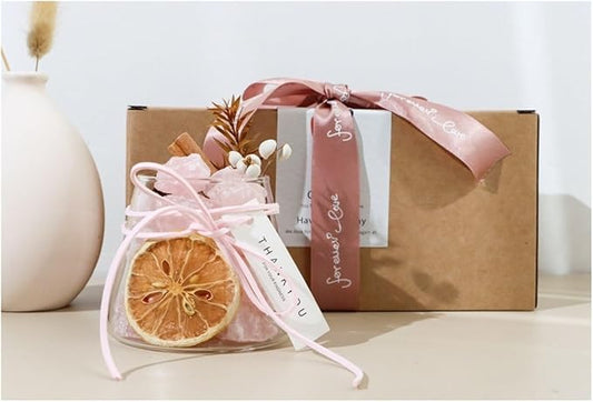 Himalayan Salt Stone Diffuser DIY Kit, Natural Crystal Aromatherapy with Essential Oil, Salt and Stone Gift Set for Home Decor, Eco-Friendly Air Freshener for Bedroom Office Wellness(Pink)