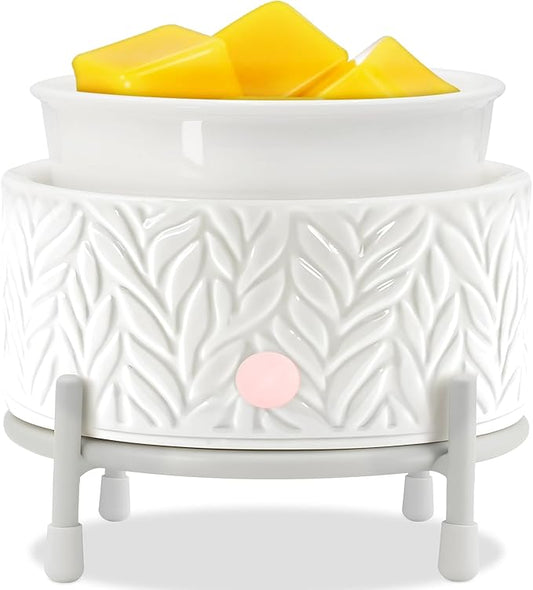 EQUSUPRO Ceramic Candle Wax Melt Warmer - Electric Wax Melt Burner with Iron Stand for Scented Wax Melts 4-in-1 Fragrance Wax Melter for Home Office Decor & Gift (Iron Stand)