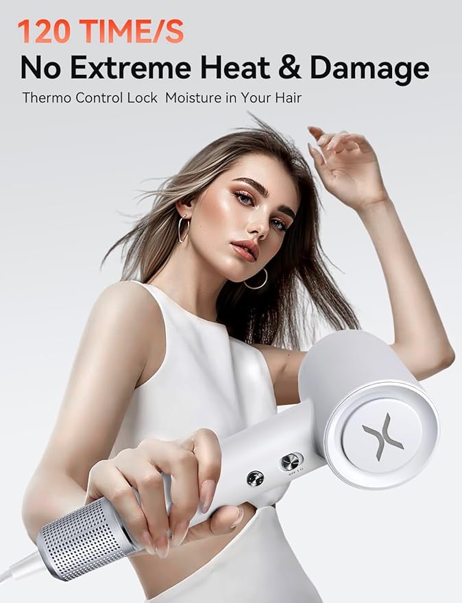 Hair Dryer,150000 RPM High-Speed Blow Dryer 500 Millions Negative Ionic Care Hair Dryer for Fast Drying, 51dB Low Noise Thermo-Control Hairdryer Nozzle for Children,Women,Men
