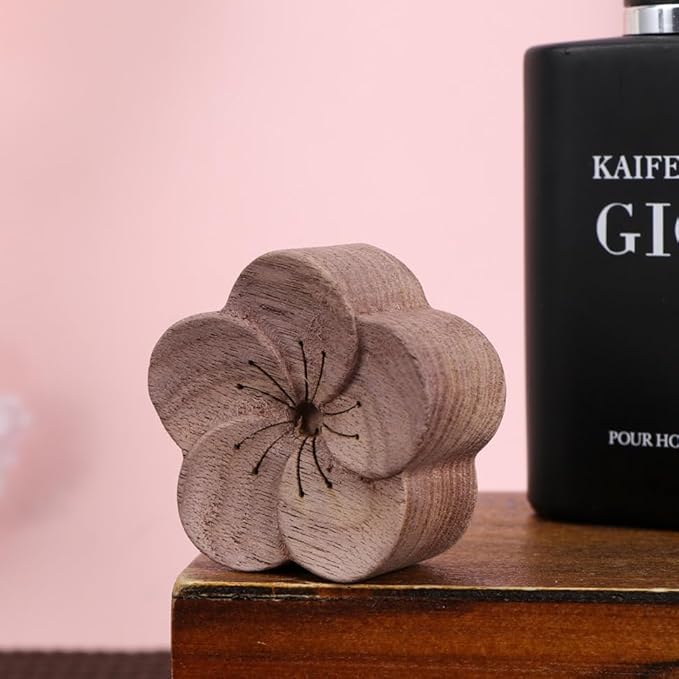 Natural Wood Aromatherapy Diffuser for Essential Oils Smokeless Portable Aroma Diffuser for Home Office Bedroom Sleep and Meditation Eco-Friendly Plum Blossom Design
