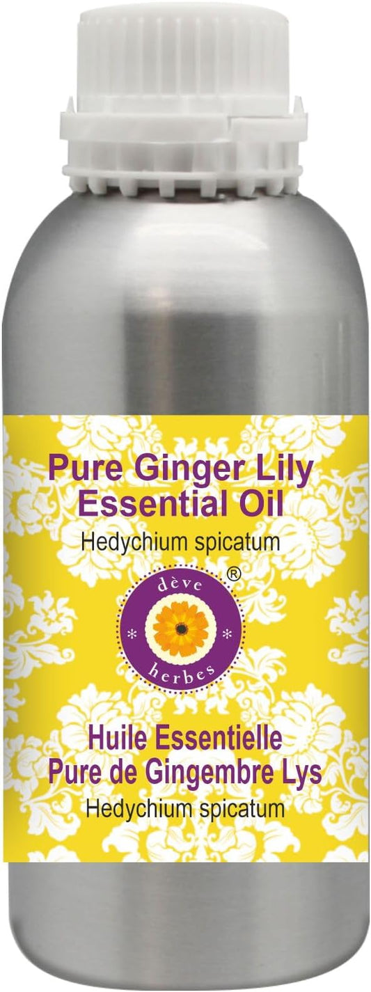 Deve Herbes Pure Ginger Lily Essential Oil (Hedychium spicatum) Steam Distilled 630ml (21 oz)