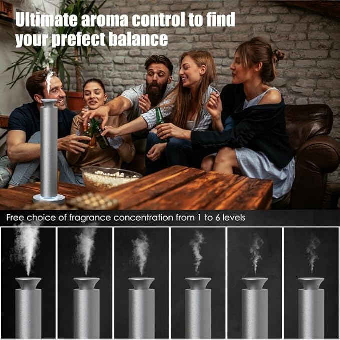 Waterless Scent Diffuser Machine with 4 Lights and Breathing Lights Modes Max Coverage 2500 sq.ft. Essential Oil Diffusers Fragrance Large Room Rechargeable App Remote Control Orange