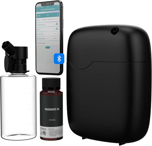 Hotel Scent Diffuser, Waterless Essential Oil Diffuser with Bluetooth Control, 400ml Capacity Aromatherapy Machine, Black, Wall Mount or Tabletop, Low Noise Operation, Covers up to 3000 Sq Ft