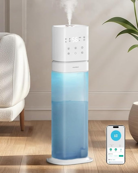 Humidifiers for Bedroom 2.1Gal/8L, Smart Humidifier for Large Room, Cool Mist Humidifiers for Home Kids Plants, Top Fill Humidifier with Extension Tube, WIFI APP & Voice Control, White
