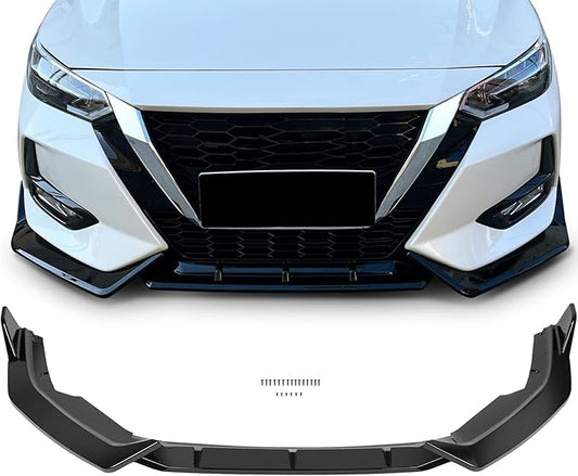 SCITOO 3PCS Black PP Front Bumper Body Kit Spoiler Chin Spoiler Front Bumper Lip Fit for 2020 for Nissan Slyphy (sentra)