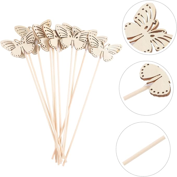 10pcs Butterfly Diffuser Sticks Wood Aroma Diffuser Accessories for Home Decoration Aromatherapy Reeds Decorative Craftsmanship