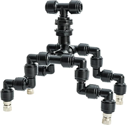 VEXPLO Reptile Mister Nozzles 360 Degree Adjustable Reptile Fogger Mist Sprinkler, Four-Head Black Misting Spray Nozzles for Aquarium Rainforest