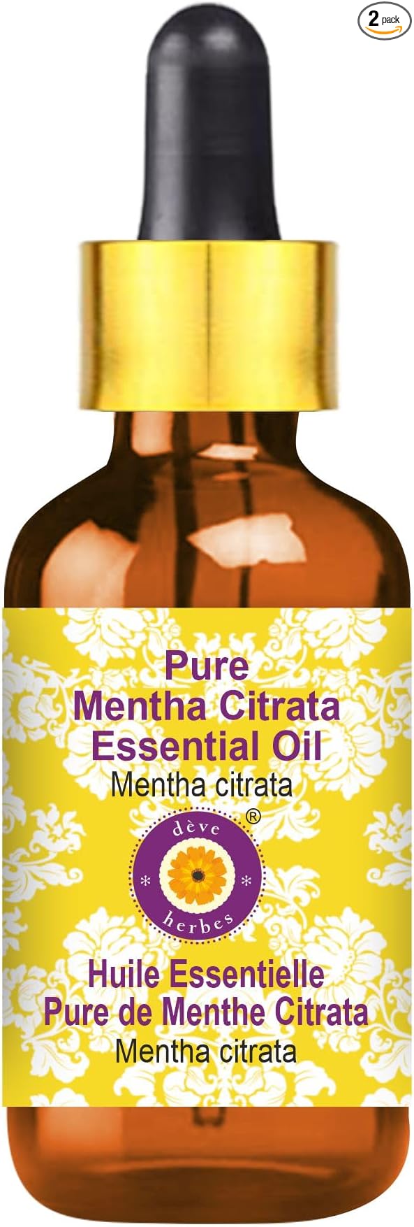 Deve Herbes Pure Mentha Citrata Essential Oil (Mentha citrata) with Glass Dropper Steam Distilled 15ml (0.50 oz)
