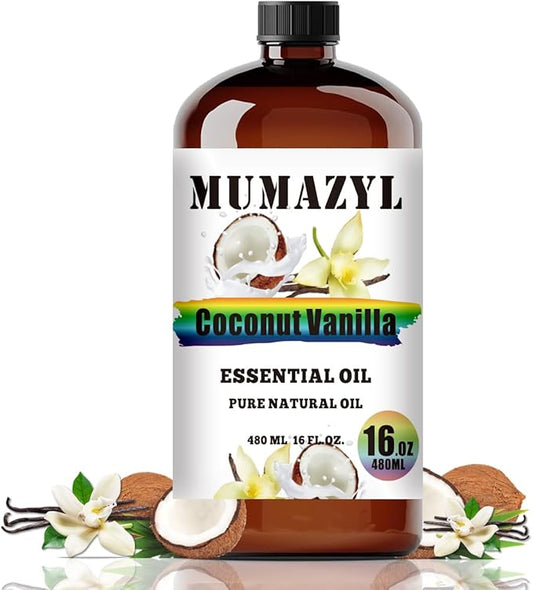 Coconut Vanilla Essential Oil, Coconut Vanilla Oil 16 Fl Oz 480ML for Diffuser Humidifier Yoga Cleaning DIY Candle Soap Making MUMAZYL Essential Oils