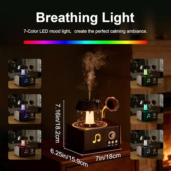 Morbou Raindrop Aroma Diffuser Room Humidifier with White Noise, 7-Color Air Mist Essential Oil Diffuser Sleep Sounds Aroma Rain Drop, with Remote Control Extra 2 Essential Oils