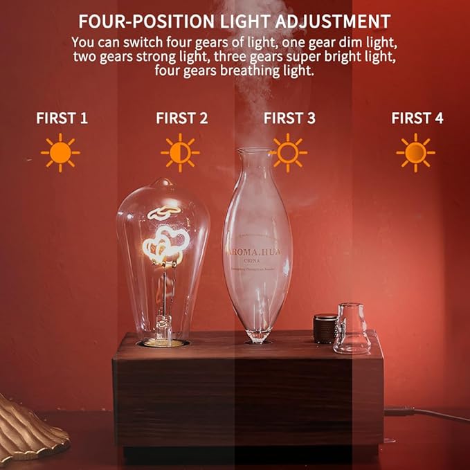 BAUSATZ Waterless Oil Diffuser Waterless Diffuser for Essential Oils Home Aromatherapy Machine Romatherapy Nebulizing Essential Oil Diffusers Aroma Blaster, Solid Oak Base with Light, USB Power Supply