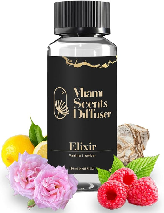Elixir Bliss Essential Oil Refill Luxury Hotel Inspired - Long Lasting Aroma for Home & Commercial Diffuser - 120 ml Fresh Blend of Vanilla and Amber, Scent for Office Spa Wellness Aromatherapy.