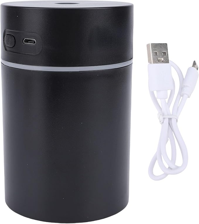Rengue Portable Mini Humidifier, Plastic, Dual Mist Modes, 300ML USB Powered Diffuser for Bedroom and Office (Black)