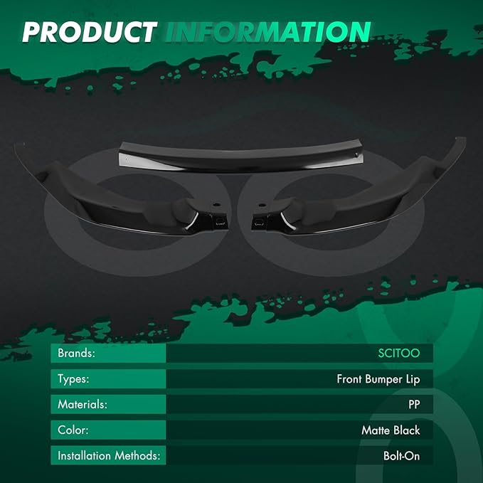 SCITOO Matte Black Front Lip Spoiler Body Kit Compatible with 2015-2020 for BMW F80 M3 and F82/F83 M4 Front Bumper Lip Splitter Chin Exterior Diffuser