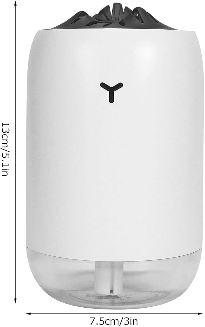 260ml USB Desktop Humidifier, Mini Air Diffuser with Night Light, Quiet Mist Humidifier for Home Office, One - Button Dual Mist Mode, Leak - Proof Design (White)