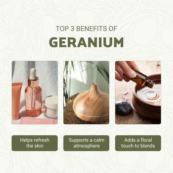 Geranium Essential Oil - Direct from Egypt Nile Delta - Pure Essential Oils for Body, Skincare & Balance - Natural Aceite de Geranio - 100% Pure Therapeutic Grade (15ml)