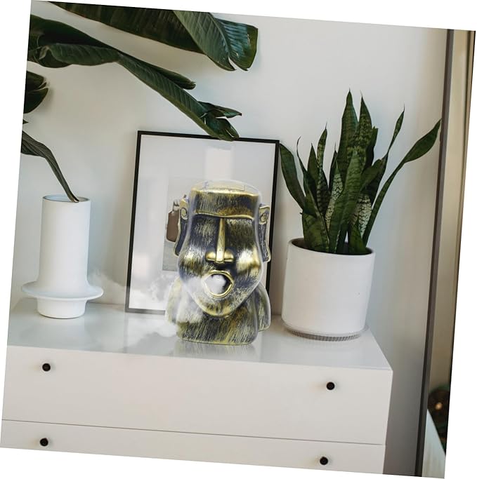 Moai Stone Humidifier USB Aromatherapy Diffuser for Home Creative Air Freshener Water Spray Function for Bedrooms and Living Rooms 500ml Capacity