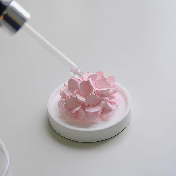 Essential Oil Passive Flower Diffuser -Non-Electric Peony Flower Porcelain Aromatherapy Diffusers for Small Mini Room, Desk Decorative, Bathroom (Pink, Hydrangea)