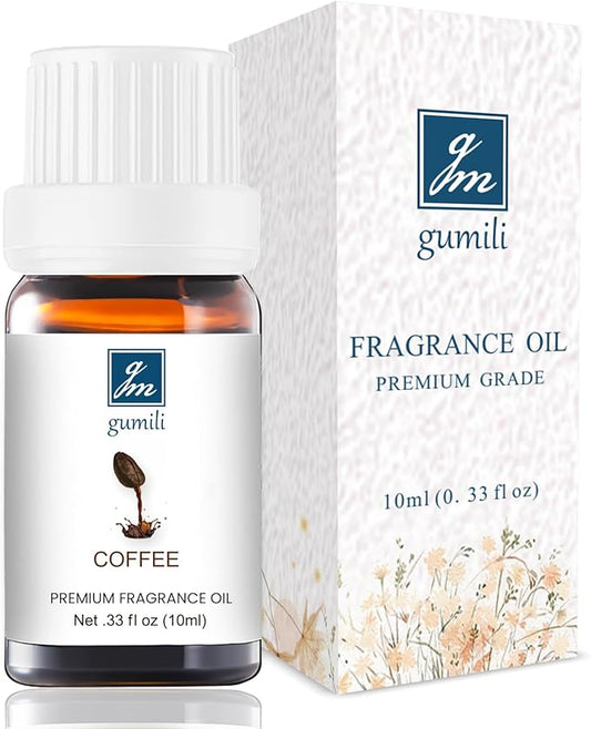 GM Gumili Coffee Essential Oil - Pure Organic Scent for for Aromatherapy, Diffusers, Spray, Skin & Hair Care, Massage, DIY Candles & Soap, Perfume - Coffee Fragrance, 10mL