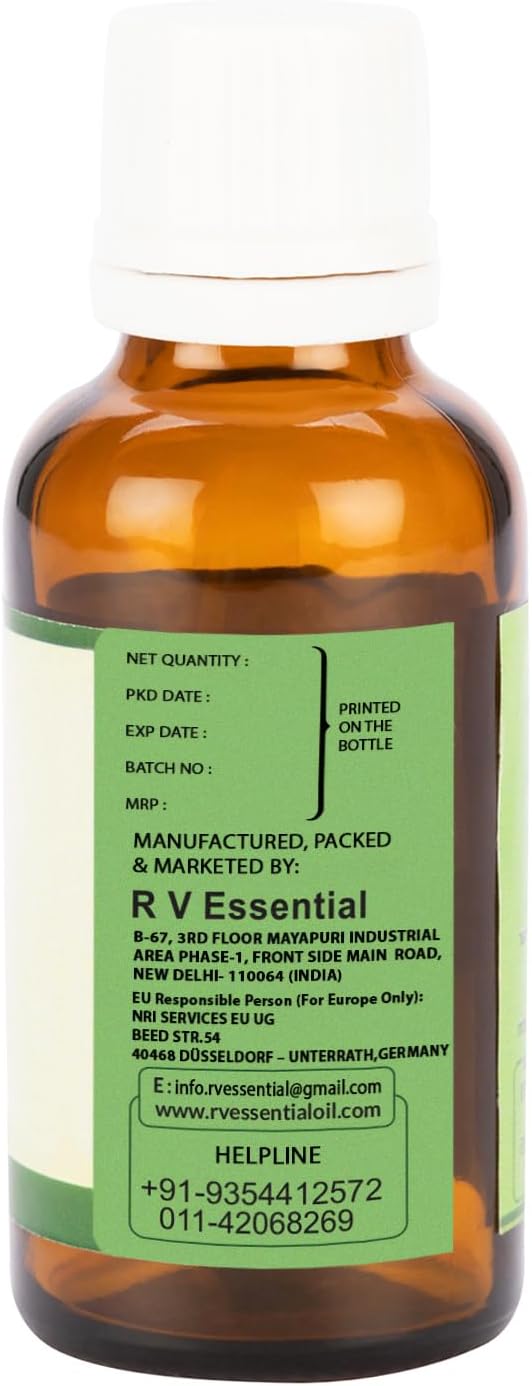 R V Essential Pack of 6 Essential Oil Set Peppermint Lavender Eucalyptus Lemongrass Orange Rosemary 100% Pure Natural for Aromatherapy Spa Relaxation Skin Hair Candle Diffuser Gift Set 15ml (0.507oz)