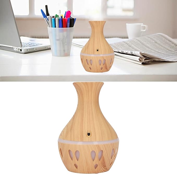 Jeanoko 300ml Essential Oil Diffuser, Wood Grain Aromatherapy Diffuser 7 Colors LED Low Noise Mist Humidifier USB Powered for Home Bedroom Study Room Office Car
